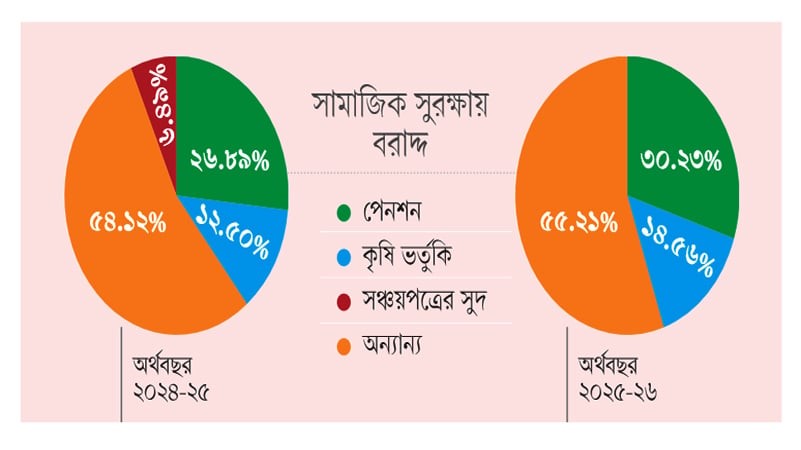 বাজেটে সামাজিক সুরক্ষায় ৪৫% পেনশন ও কৃষি ভর্তুকিতে